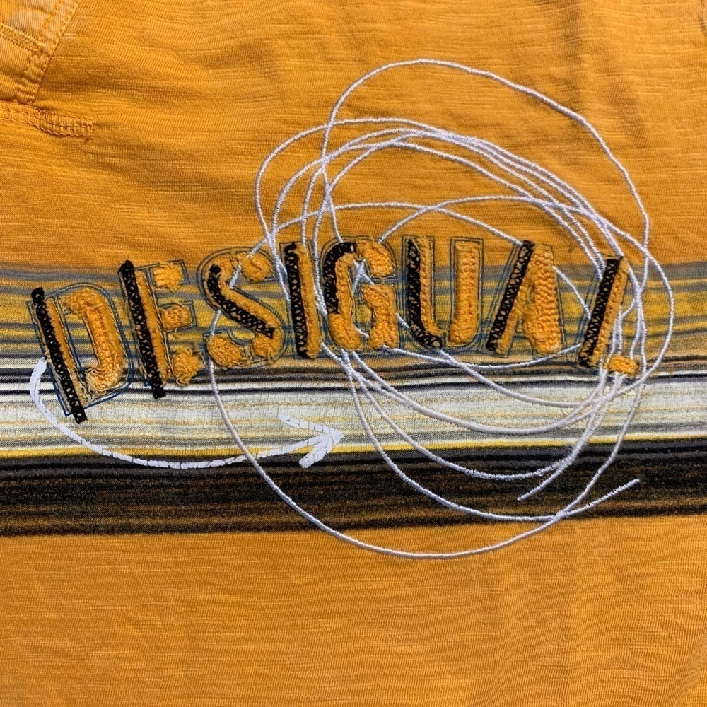 Desigual Men’s‎ Tshirt Size US Large Euro XL Golden Yellow 100% Cotton - Picture 4 of 11